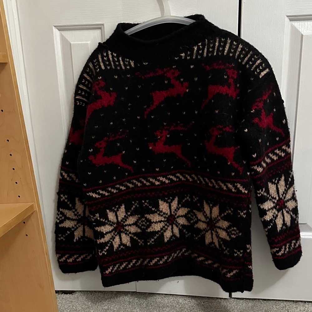 Festive Black and Red Reindeer Sweater